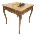 A late 20th century chess board and set on stand, with Staunton style pieces, King 8cm, the the stan... 