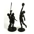 Jeanne Rynhart (Irish, 20th century): a pair of sporting bronzes, one modelled as a footballer, the ... 