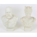 Two Robinson & Leadbeater parian ware busts, comprising Edward VII, with impressed marks 'W.C Lawton... 