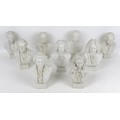 A group of nine Robinson & Leadbeater parian ware busts, all modelled as composers, comprising 'Bach... 