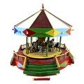 A vintage moving model of a fairground carousel, with detailed modelling and decoration, likely buil... 