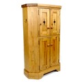 A modern pine corner cabinet, by Shortland, Fine Handcrafted Interiors, the twin doors with pierced ... 