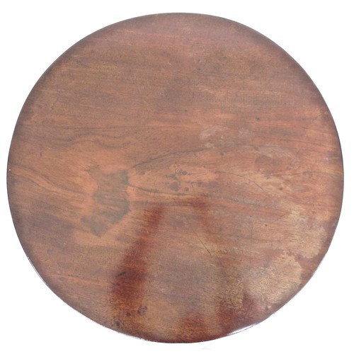342 - A George III mahogany tilt top occasional table, circular surface on a turned support and tripod bas... 