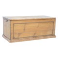 A Victorian pine and oak blanket chest, with oak lift lid, the single front panel with decorative be... 