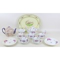 A group of English porcelain tea and dinner wares, including a fifteen piece 19th century Worcester ... 