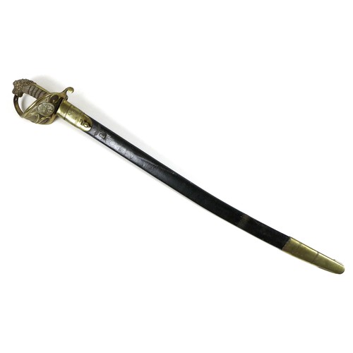 118 - An 1827 Pattern British Naval Officer's naval dress sword, early 19th century, brass hilt with lion’... 