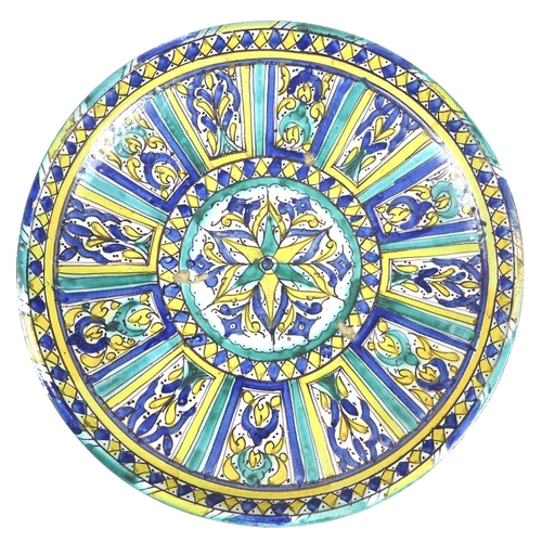 11 - An Italian maiolica charger, early 20th century, decorated with twelve panels around a central round... 