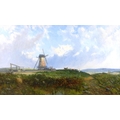 John Holland Senior (b. circa 1805, fl. 1831-1879): a 19th century landscape of a windmill with hors... 