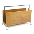 A late 20th century retro teak and chrome magazine rack, 48.5 by 22 by 34.5cm high.
