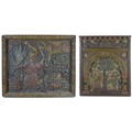 Two carved oak ecclesiastical panels, probably 16th / 17th century, carved in high relief with polyc... 
