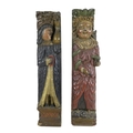 Two carved oak ecclesiastical panels, probably 16th / 17th century, carved in high relief with polyc... 