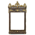 An early 19th century giltwood framed wall mirror, with a carved giltwood surmount of foliate and fl... 