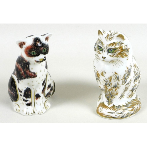 30 - Two Royal Crown Derby paperweights, modelled as 'Fifi' the cat, gold stopper, MMXIII, 13.5cm high, b... 