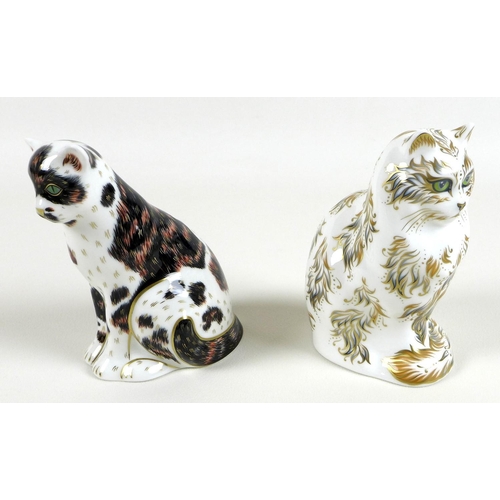 30 - Two Royal Crown Derby paperweights, modelled as 'Fifi' the cat, gold stopper, MMXIII, 13.5cm high, b... 