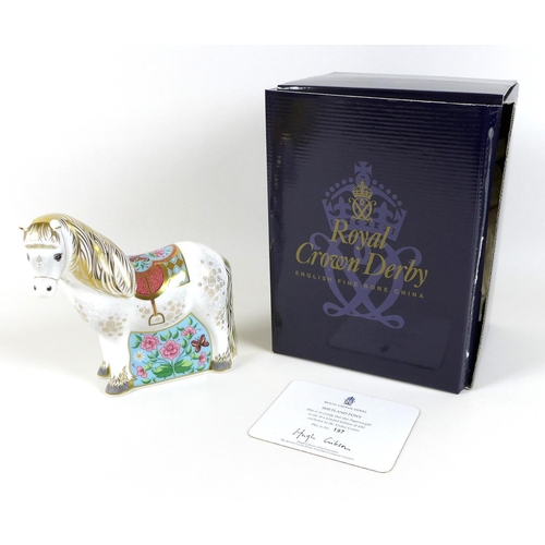34 - A Royal Crown Derby paperweight, modelled as 'Shetland Pony', limited edition 197/450 exclusive to t... 
