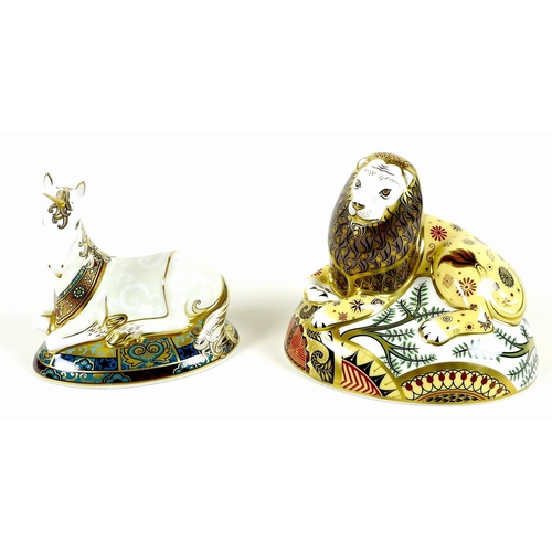 38 - Two Royal Crown Derby paperweights, modelled as 'Unicorn', Specially Designed to Celebrate the New M... 