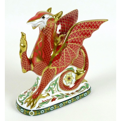 39 - A Royal Crown Derby commemorative paperweight, modelled as 'Welsh Dragon', To celebrate the Marriage... 