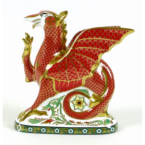 39 - A Royal Crown Derby commemorative paperweight, modelled as 'Welsh Dragon', To celebrate the Marriage... 