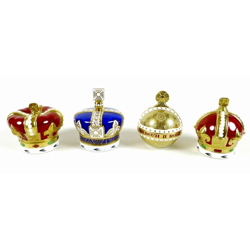 40 - A group of four Royal Crown Derby paperweights, comprising 'The 90th Birthday Crown', limited editio... 