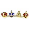 A group of four Royal Crown Derby paperweights, comprising 'The 90th Birthday Crown', limited editio... 