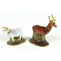A pair of Royal Crown Derby paperweights, modelled as 'The Heraldic Derbyshire Stag' and 'The Herald... 