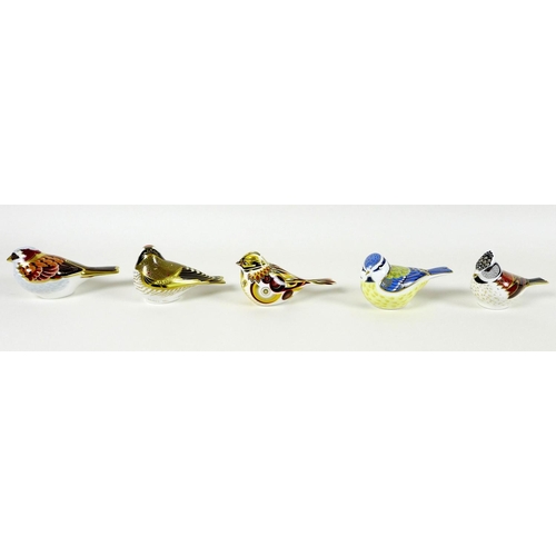 46 - A group of ten small Royal Crown Derby paperweights, all modelled as birds, comprising 'Waxwing', ex... 