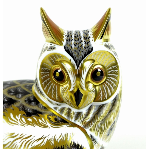 48 - A Royal Crown Derby Prestige paperweight, modelled as 'Long Eared Owl', limited edition 285/300, las... 
