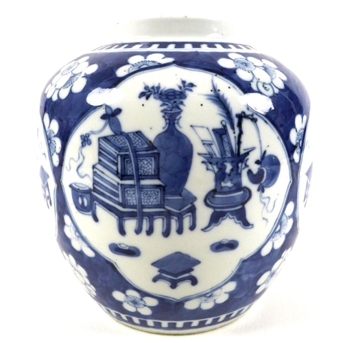 8 - A Chinese porcelain ginger jar, Qing Dynasty, early 20th century, decorated in blue and white with p... 