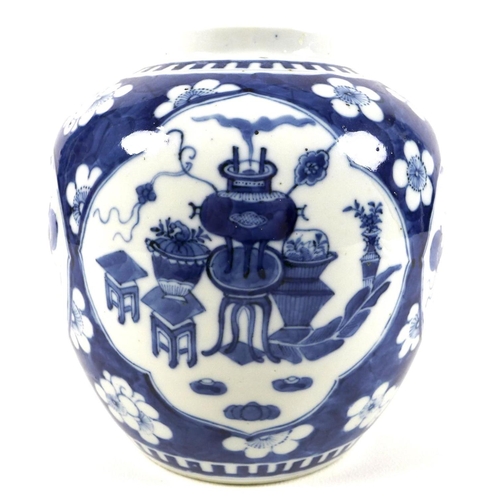 8 - A Chinese porcelain ginger jar, Qing Dynasty, early 20th century, decorated in blue and white with p... 