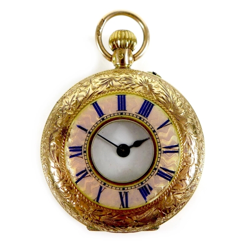 101 - An Edwardian 12.5ct gold half hunter lady's pocket watch, circa 1900, keyless wind, the pale pink en... 