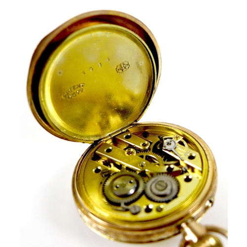 101 - An Edwardian 12.5ct gold half hunter lady's pocket watch, circa 1900, keyless wind, the pale pink en... 