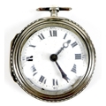 An early 19th century Austrian pair cased verge fusee pocket watch, open faced, key wind, with white... 