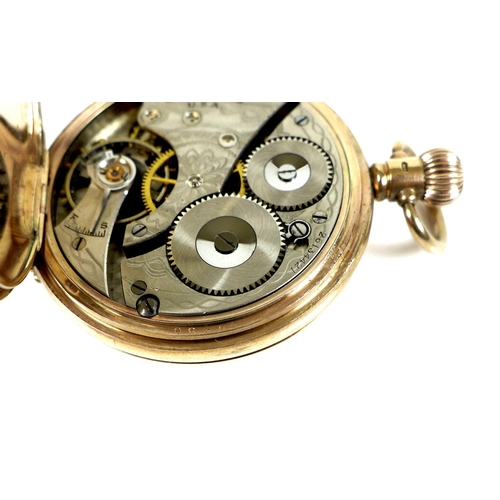 106 - An American Waltham 9ct gold half hunter pocket watch, model 1908, No 610 grade, circa 1927, keyless... 