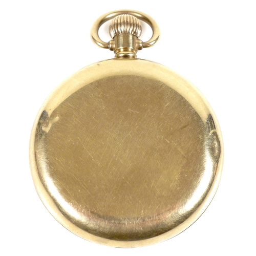 108 - An Art Deco Rolex 9ct gold cased pocket watch, open faced, keyless wind, the white enamel dial with ... 
