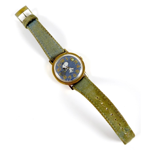 110 - A vintage Timex 'Snoopy Tennis' mystery dial wristwatch, circa 1960s, circular blue 'denim' dial wit... 