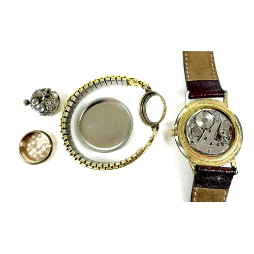 115 - A group of three pocket watches and two wristwatches, comprising an American Waltham gold plated ope... 