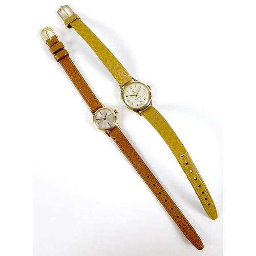 119 - A group of three lady's wristwatches, comprising a 9ct gold Cyma Cymaflex with silvered dial, gold R... 