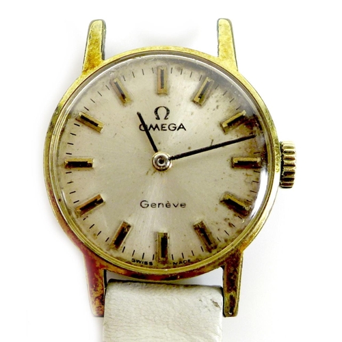 120 - An Omega Geneve gold plated lady's wristwatch, circa 1970, ref. 511346, circular silvered dial, gold... 