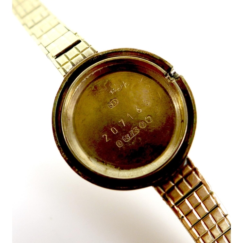 128 - A Rotary 9ct gold cased lady's wristwatch, circa 1960s, circular silvered dial with gold batons, 15 ... 