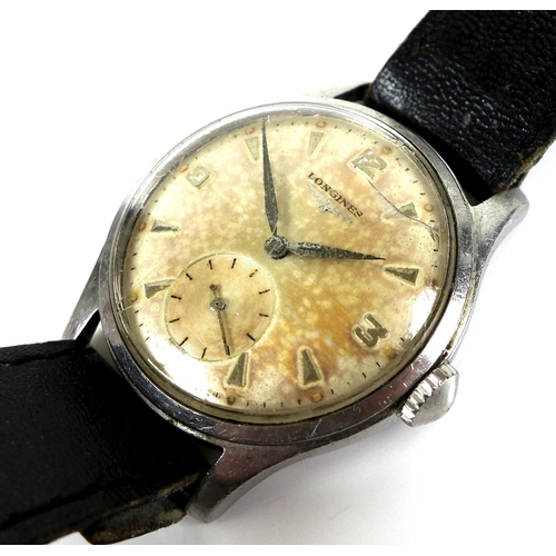 129 - A Longines stainless steel gentleman's wristwatch, ref. 6263, circa 1950s, circular silvered quarter... 