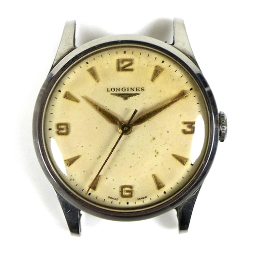 133 - A Longines stainless steel gentleman's wristwatch, ref. 4585, circa 1950s, circular champagne dial w... 