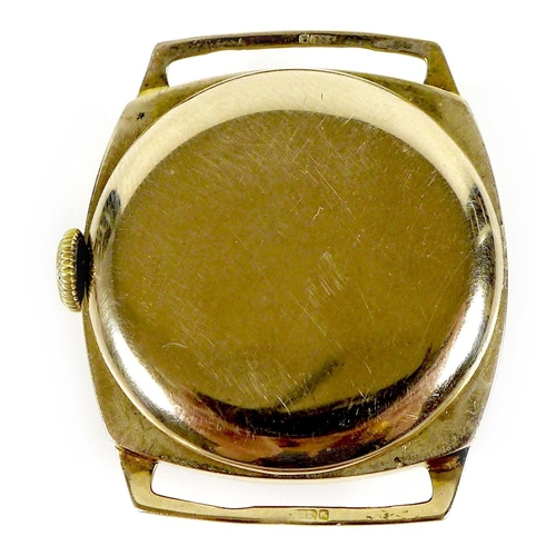 140 - An Art Deco Visible 9ct gold cased gentleman's wristwatch head, circa 1930s, circular silvered dial ... 