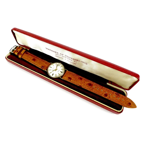 142 - A Rotary 9ct gold cased gentleman's wristwatch, circa 1970, circular silvered dial with gold and bla... 