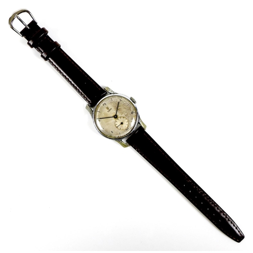 146 - A Tudor stainless steel cased gentleman's wristwatch, circa 1950, circular silvered dial with Roman ... 