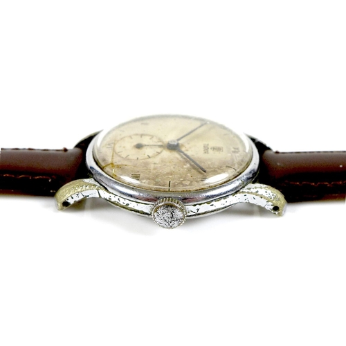 146 - A Tudor stainless steel cased gentleman's wristwatch, circa 1950, circular silvered dial with Roman ... 