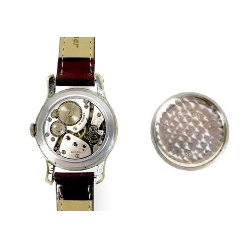 146 - A Tudor stainless steel cased gentleman's wristwatch, circa 1950, circular silvered dial with Roman ... 