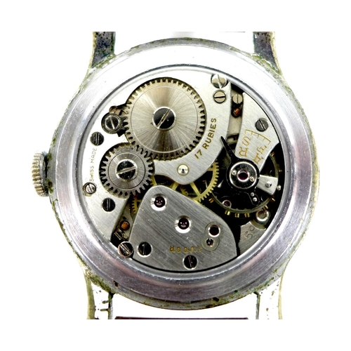 146 - A Tudor stainless steel cased gentleman's wristwatch, circa 1950, circular silvered dial with Roman ... 