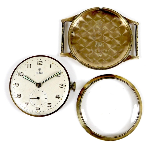 147 - A Tudor 9ct gold cased gentleman's wristwatch head, circa 1960, circular silvered dial with raised s... 