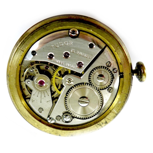 147 - A Tudor 9ct gold cased gentleman's wristwatch head, circa 1960, circular silvered dial with raised s... 