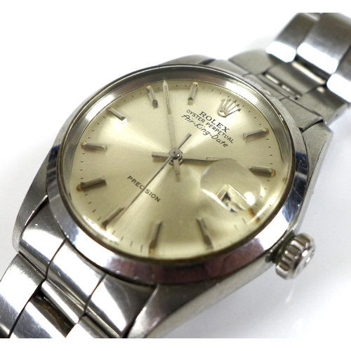 155 - A Rolex Oyster Perpetual Air-King-Date Precision stainless steel cased gentleman's mid sized wristwa... 